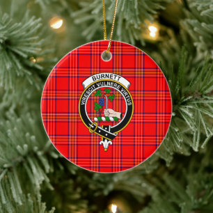 Scottish Clan Burnett Modern Tartan und Wappen Keramik Ornament