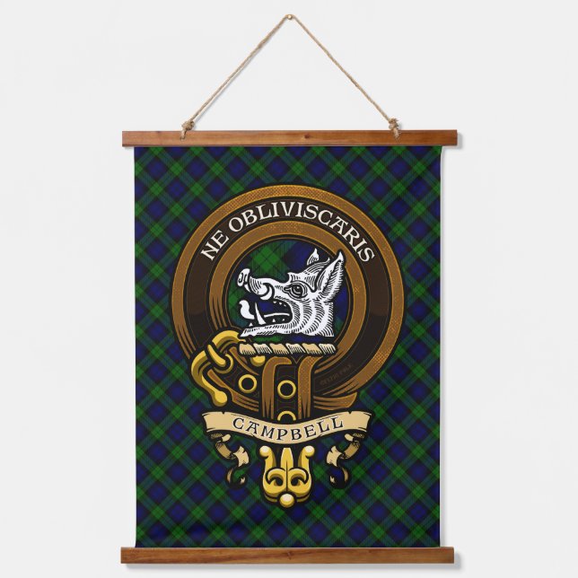 Scottish Clan Campbell Abzeichen und Wappen Wandteppich Mit Holzrahmen (Vorderseite)