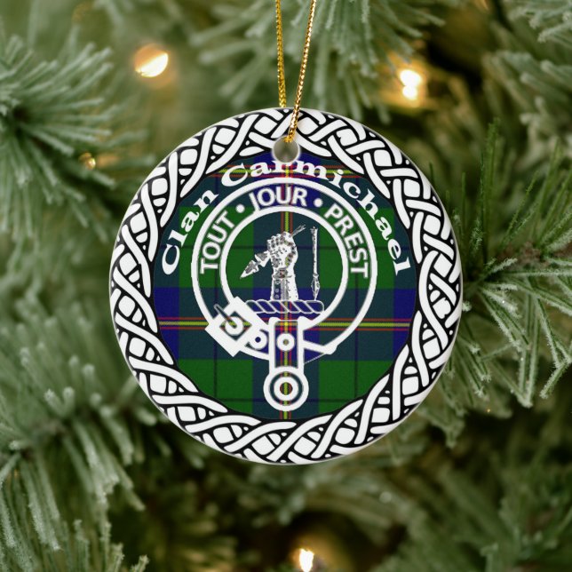 Scottish Clan Carmichael Tartan und Wappen Keramik Ornament (Baum)