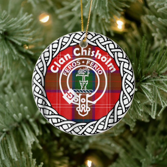 Scottish Clan Chisholm Tartan und Wappen Keramik Ornament (Baum)