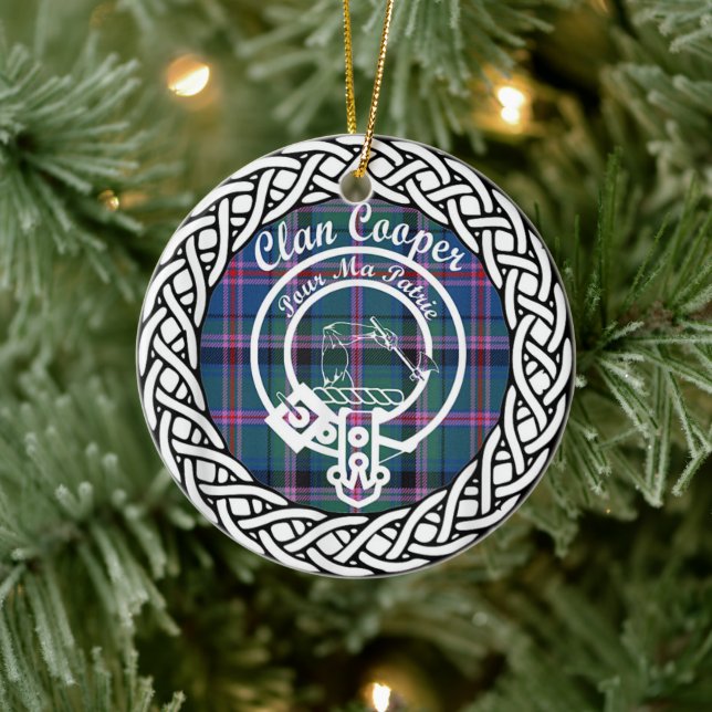 Scottish Clan Cooper Tartan und Wappen Keramik Ornament (Baum)