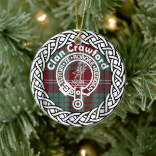 Scottish Clan Crawford Tartan und Wappen Keramik Ornament