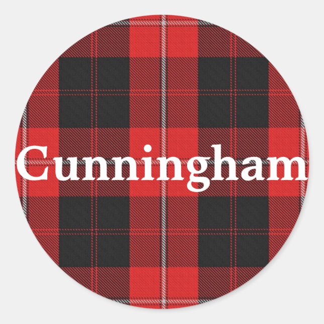 Scottish Clan Cunningham Tartan Kariert Runder Aufkleber (Vorderseite)