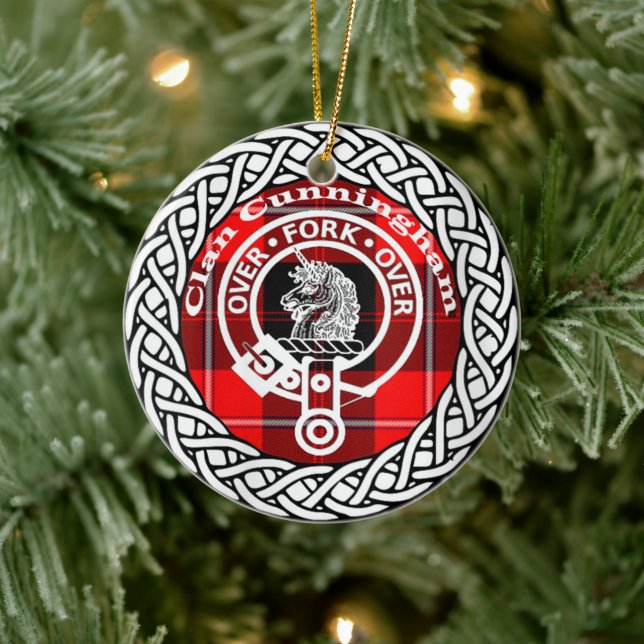 Scottish Clan Cunningham Tartan und Wappen Keramik Ornament (Baum)