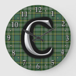 Scottish Clan Currie Letter C Monogram Tartan Große Wanduhr