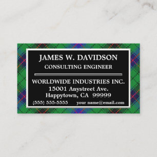 Scottish Clan Davidson Tartan Kariert Visitenkarte