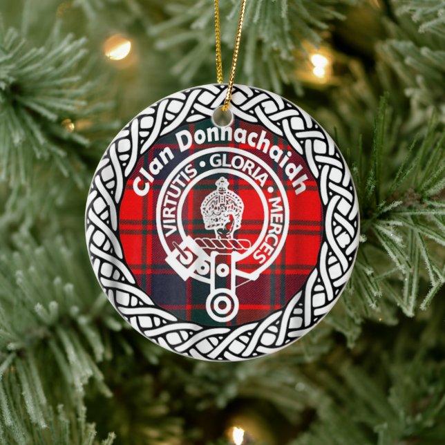 Scottish Clan Donnachaidh Tartan und Wappen Keramik Ornament (Baum)