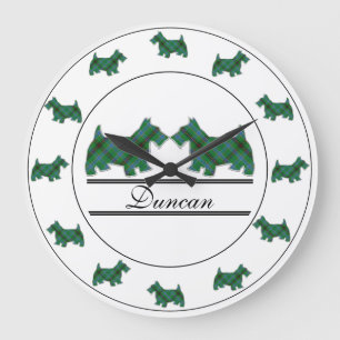 Scottish Clan Duncan Tartan Kariert Scottie Hunde Große Wanduhr