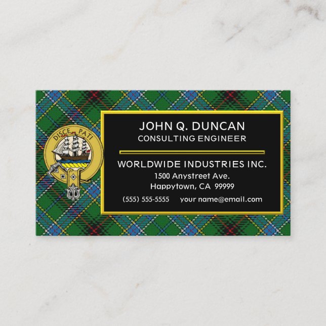 Scottish Clan Duncan Tartan Kariert Visitenkarte (Vorderseite)