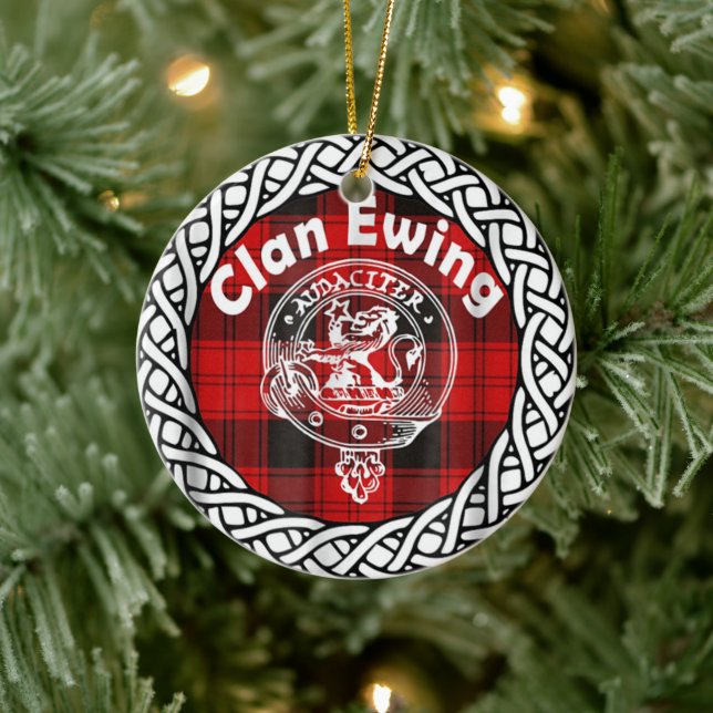 Scottish Clan Ewing Tartan und Wappen Keramik Ornament (Baum)