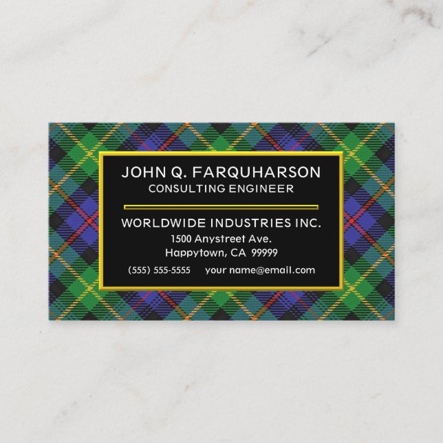 Scottish Clan Farquharson Tartan Kariert Visitenkarte (Vorderseite)