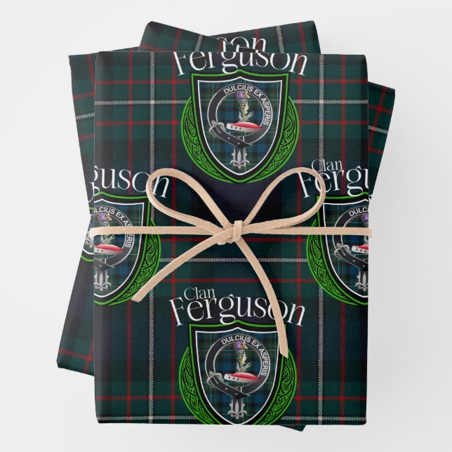Scottish Clan Ferguson Tartan & Wappen Geschenkpapier Set (Beispiel)