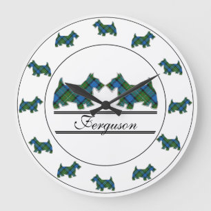 Scottish Clan Fergusson Tartan Kariert Scottie Dog Große Wanduhr