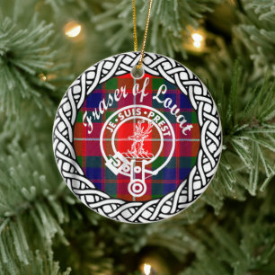 Scottish Clan Fraser von Lovat Tartan und Wappen Keramik Ornament