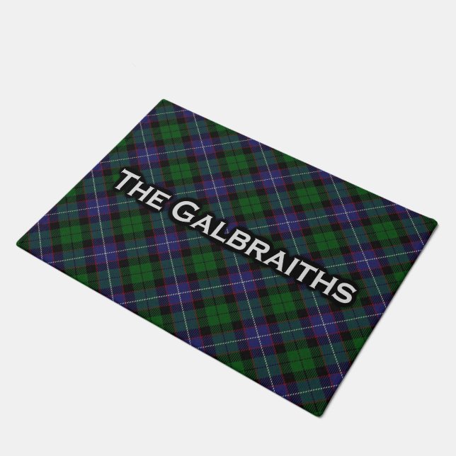 Scottish Clan Galbraith Tartan Welcome Mat Fußmatte (Schrägansicht)