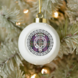 Scottish Clan Gillis Tartan und Wappen Keramik Kugel-Ornament