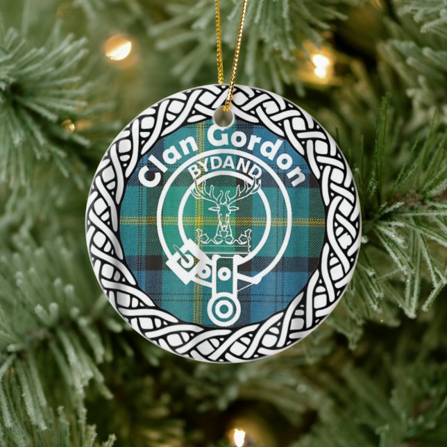 Scottish Clan Gordon Tartan und Wappen Keramik Ornament (Baum)