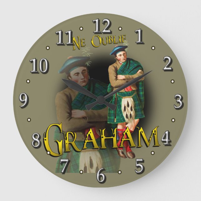 Scottish Clan Graham Tartan Große Wanduhr (Vorderseite)