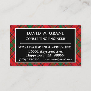 Scottish Clan Grant Tartan Kariert Visitenkarte