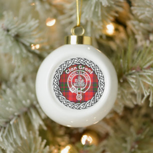 Scottish Clan Grant Tartan und Wappen Keramik Kugel-Ornament