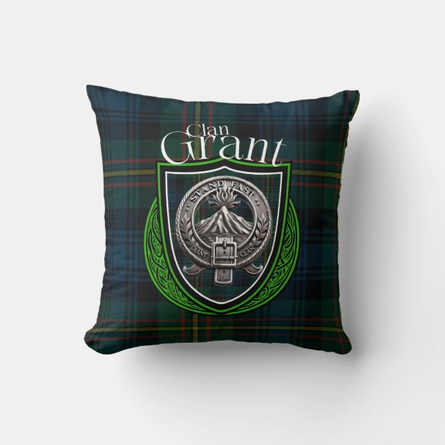 Scottish Clan Grant Tartan und Wappen Kissen (Vorderseite)