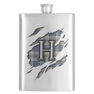 Scottish Clan Hannay Letter H Monogram Tartan Flachmann
