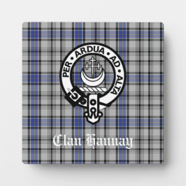 Scottish Clan Hannay Wappen Abzeichen und Tartan C Fotoplatte
