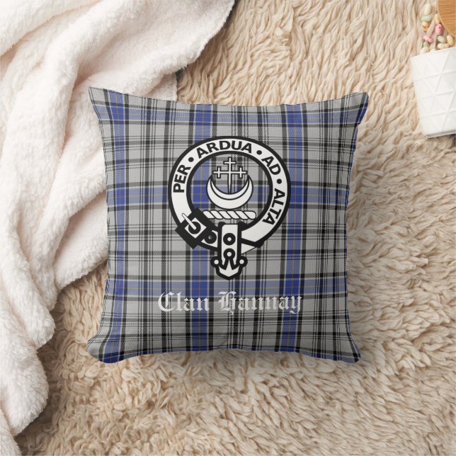 Scottish Clan Hannay Wappen Abzeichen und Tartan C Kissen (Decke)
