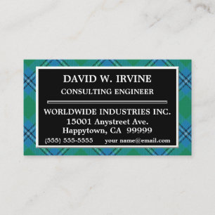Scottish Clan Irvine Irwin Tartan Kariert Visitenkarte
