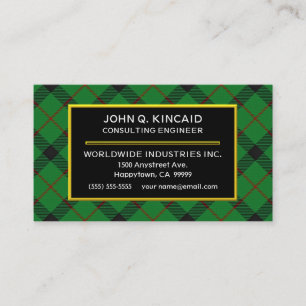 Scottish Clan Kincaid Tartan Kariert Visitenkarte
