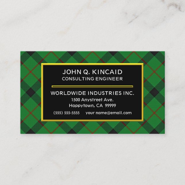 Scottish Clan Kincaid Tartan Kariert Visitenkarte (Vorderseite)