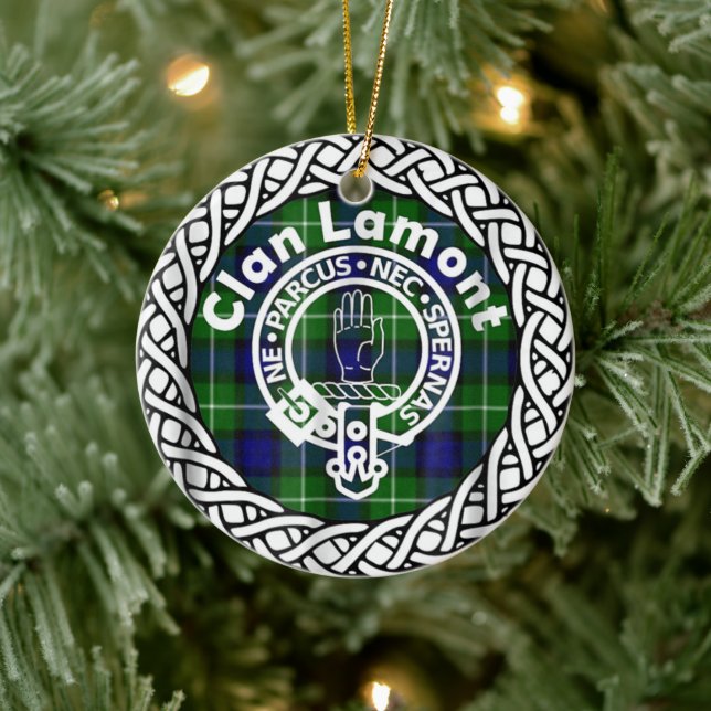 Scottish Clan Lamont Tartan und Wappen Keramik Ornament (Baum)