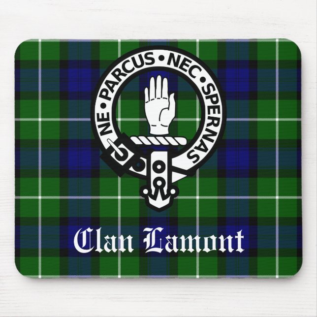 Scottish Clan Lamont Wappen Abzeichen und Tartan Mousepad (Vorne)