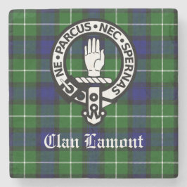 Scottish Clan Lamont Wappen Abzeichen und Tartan Steinuntersetzer
