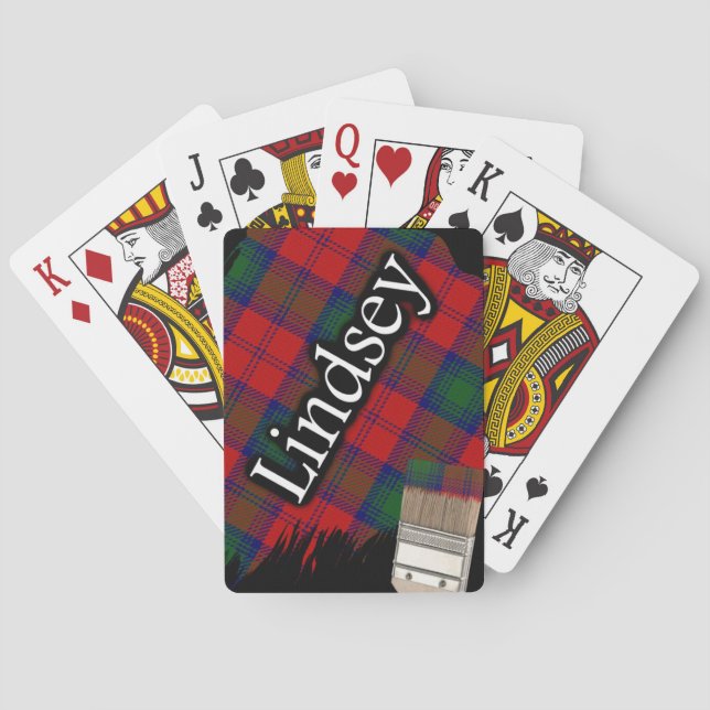 Scottish Clan Lindsey Lindsay Tartan Paint Brush Spielkarten (Rückseite)