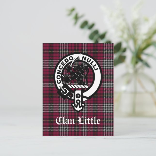 Scottish Clan Little Wappen Abzeichen und Tartan C Postkarte (Stehend Vorderseite)