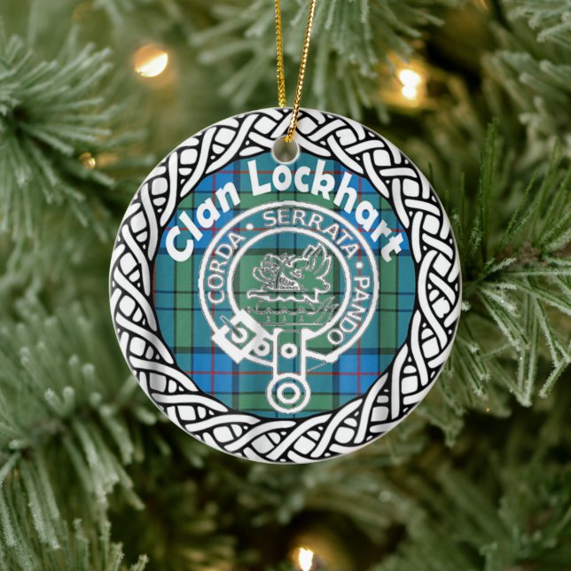 Scottish Clan Lockhart Tartan und Wappen Keramik Ornament (Baum)