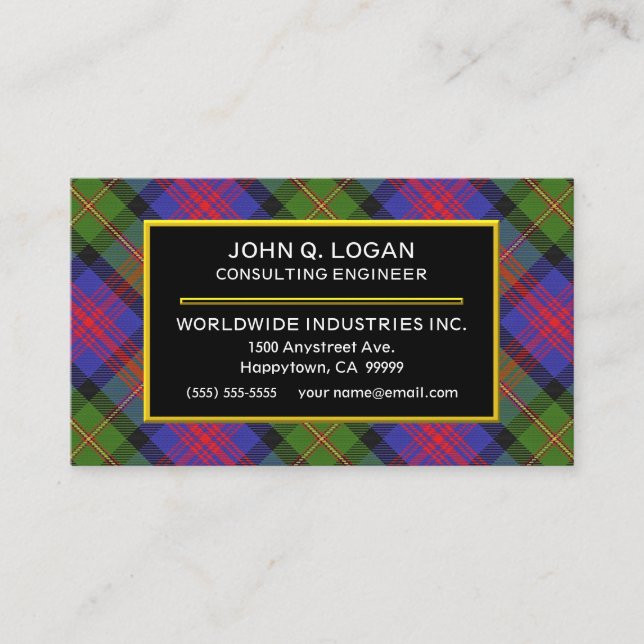 Scottish Clan Logan Tartan Kariert Visitenkarte (Vorderseite)