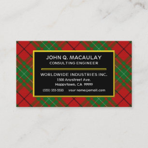 Scottish Clan MacAulay Tartan Kariert Visitenkarte
