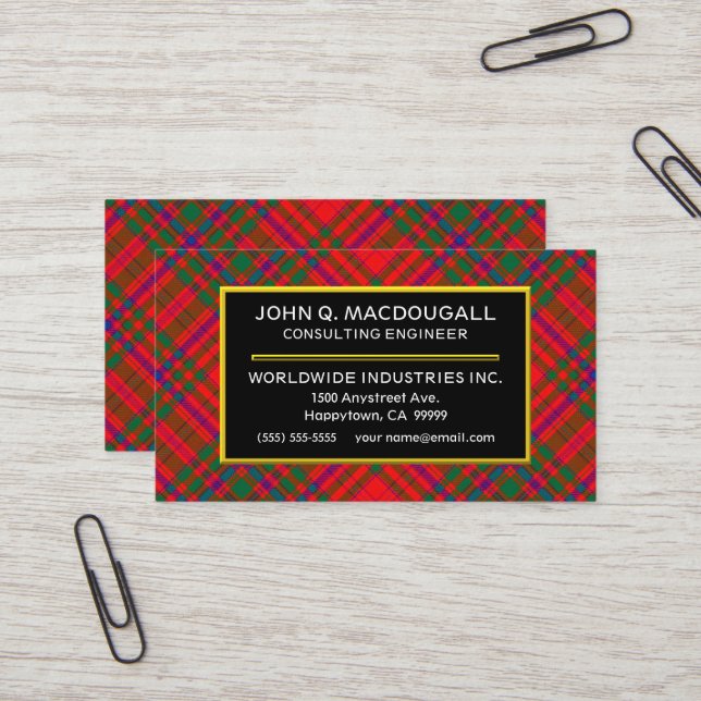 Scottish Clan MacDougall Tartan Kariert Visitenkarte (Vorderseite/Rückseite Beispiel)