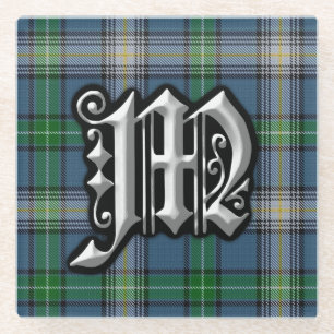 Scottish Clan MacDowall Letter M Monogram Tartan Glasuntersetzer