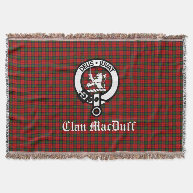 Scottish Clan MacDuff Tartan und Wappen Abzeichen Decke (Vorderseite)