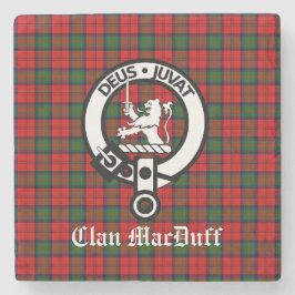 Scottish Clan MacDuff Tartan und Wappen Abzeichen Steinuntersetzer