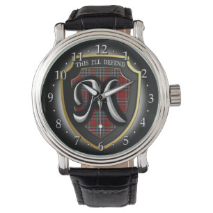 Scottish Clan MacFarlane McFarland Tartan Shield Armbanduhr