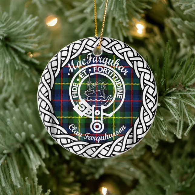 Scottish Clan MacFarquhar Tartan und Wappen Keramik Ornament (Baum)