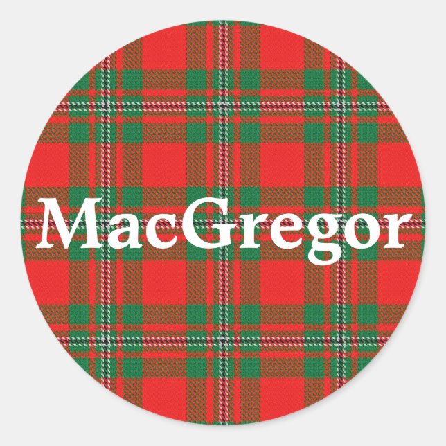 Scottish Clan MacGregor Gregor Tartan Kariert Runder Aufkleber (Vorderseite)