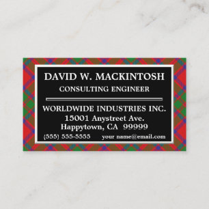 Scottish Clan MacKintosh Tartan Kariert Visitenkarte