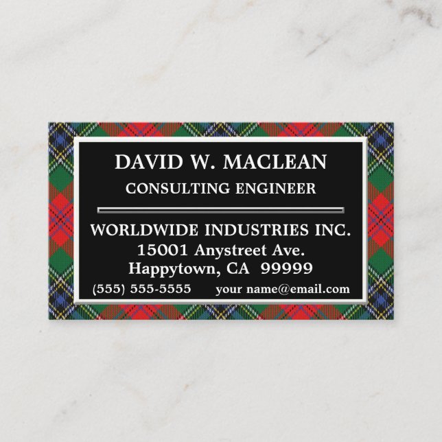 Scottish Clan MacLean Tartan Kariert Visitenkarte (Vorderseite)