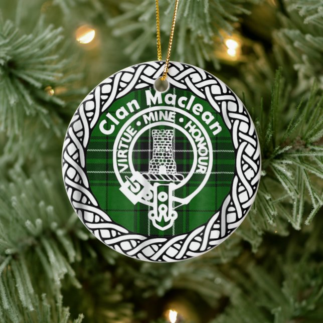 Scottish Clan Maclean Tartan und Wappen Keramik Ornament (Baum)