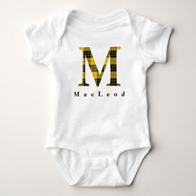 Scottish Clan MacLeod Tartan Monogram Baby Strampler (Vorderseite)
